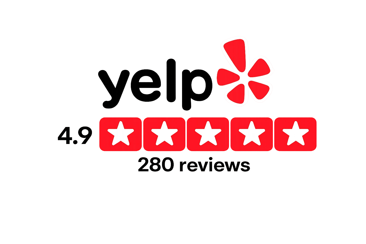 Yelp 4.9 rating from 280 reviews