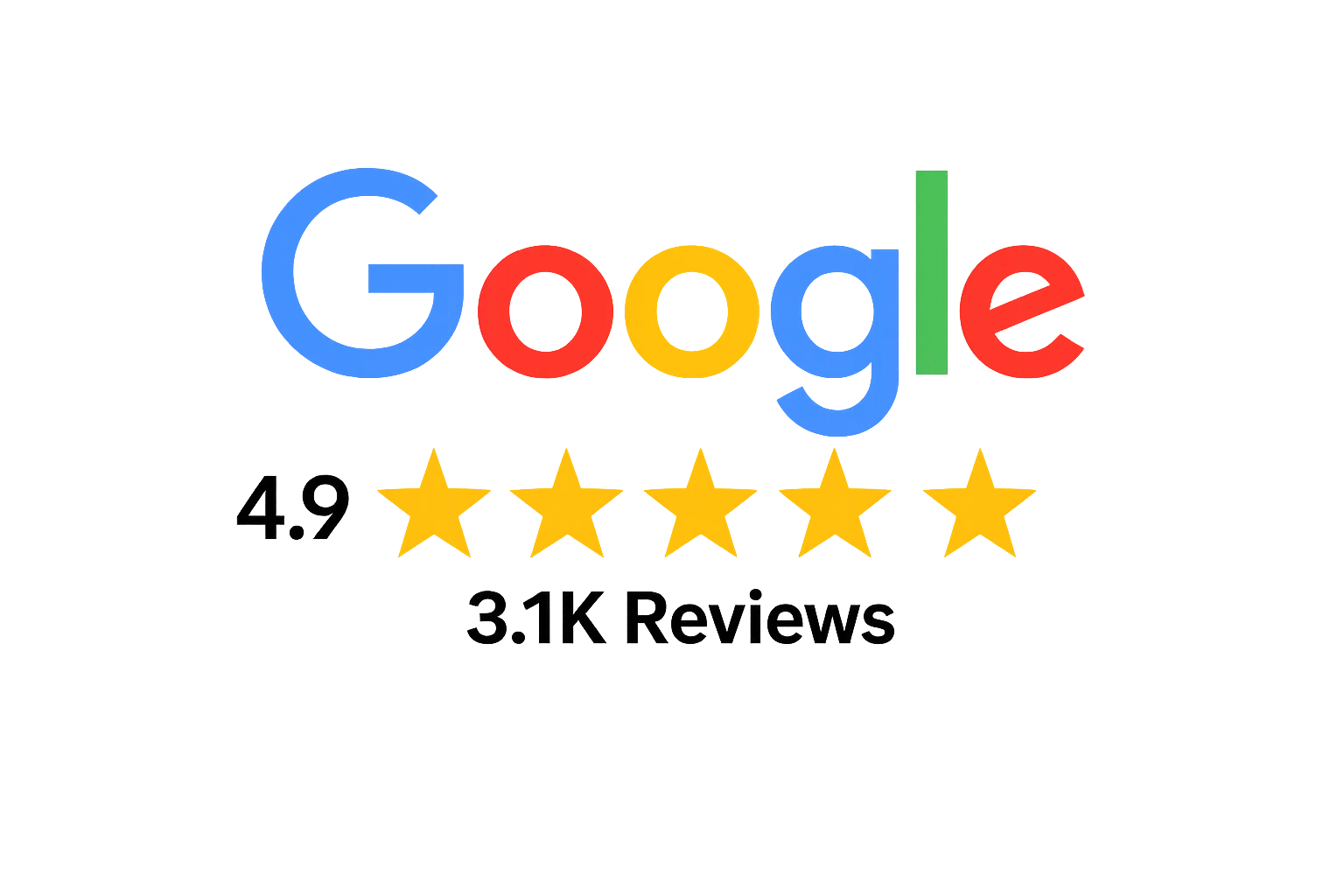 Google 4.9 rating from 3.1 thousand reviews